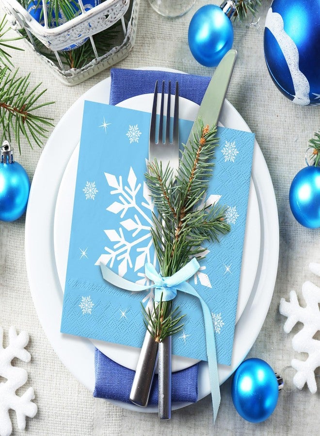 JarThenaAMCS مناديل كوكتيل جارثينا إيه إم سي إس، 60 قطعة، بتصميم ندفة ثلجية مجمدة، ألوان وردي، أزرق، بنفسجي، مناديل ورقية للاستخدام مرة واحدة، مثالية لحفلات الشتاء والكريسماس - Image 5